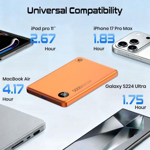 Lito Ultra Think Magnetic Power Bank 5000MaH LP08 - Orange
