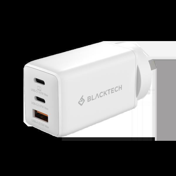 BLACKTECH 67W PPS PD QC GaN Charger With Smart IC - White (SAA APPROVED Australia Safety Product)