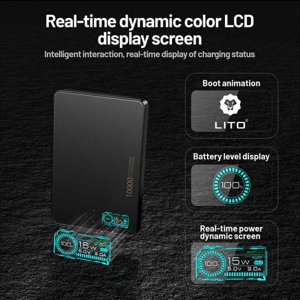 Lito Ultra Thin Magnetic Power Bank 5000MaH LP07 - Black
