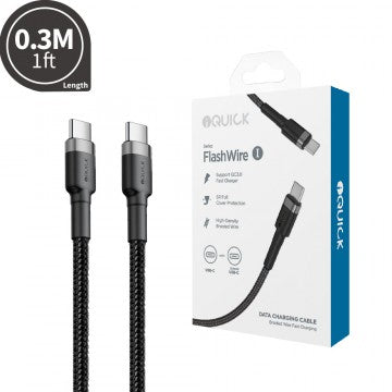 iQuick Braided C to C Fast Charging Cable 0.3M