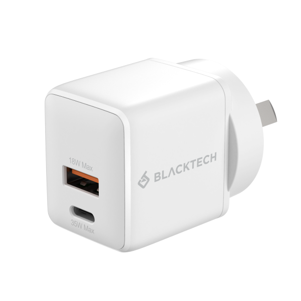 BLACKTECH 35w Super Small PPS PD GaN Charger - White (SAA APPROVED Australia Safety Product)