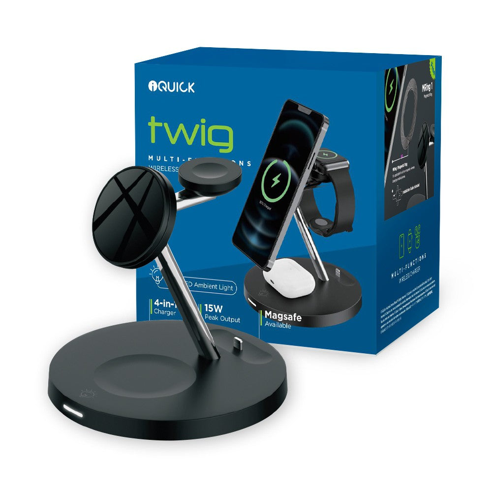 iQuick Multi Function Wireless Charger with LED Ambient Light (Black)