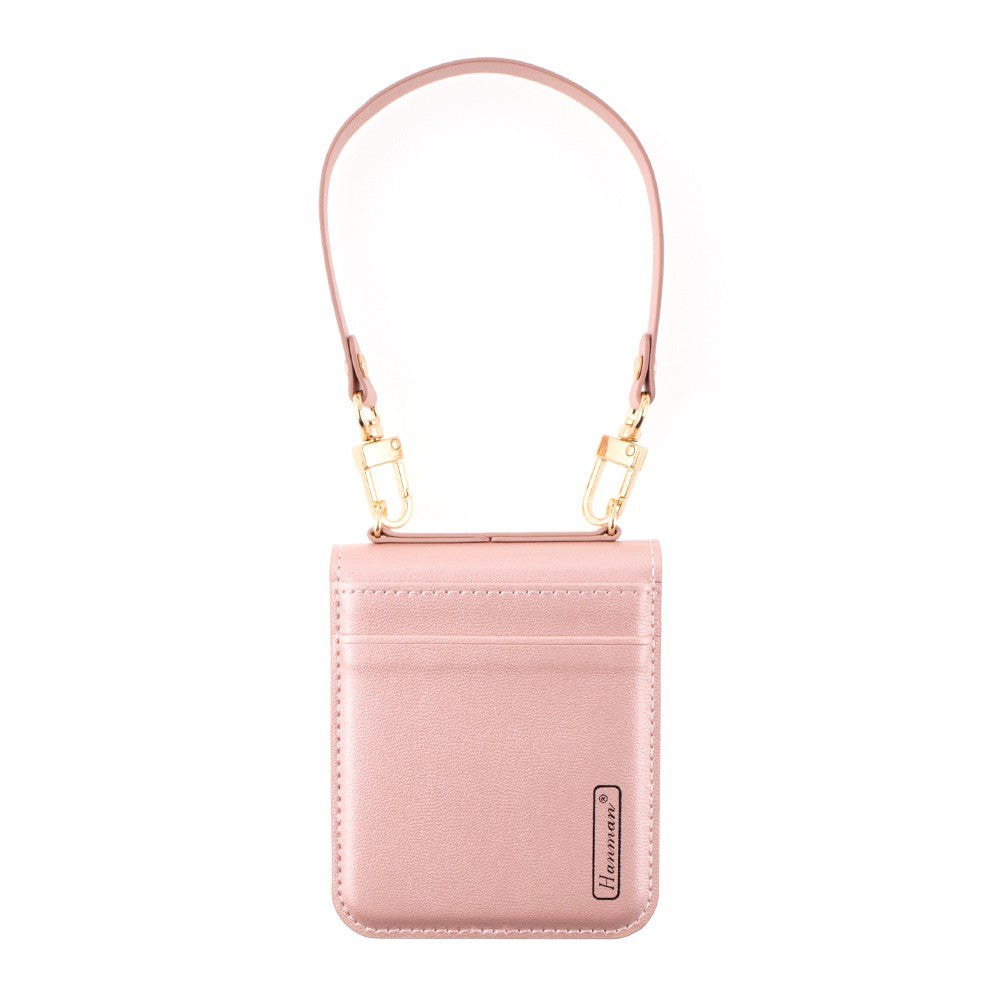 Hanman PU Flip Leather Wallet Cover Case for Samsung Galaxy Z Flip 5 – Pink