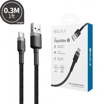 iQuick Braided USB to C Fast Charging Cable 0.3M