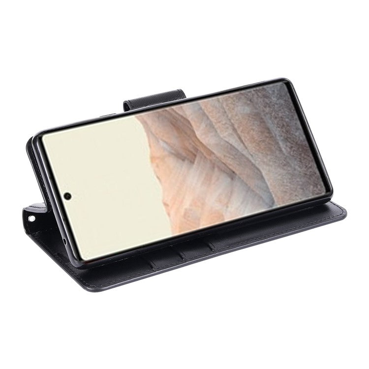 Hanman Leather Wallet Case Black for Google Pixel 6A 5G