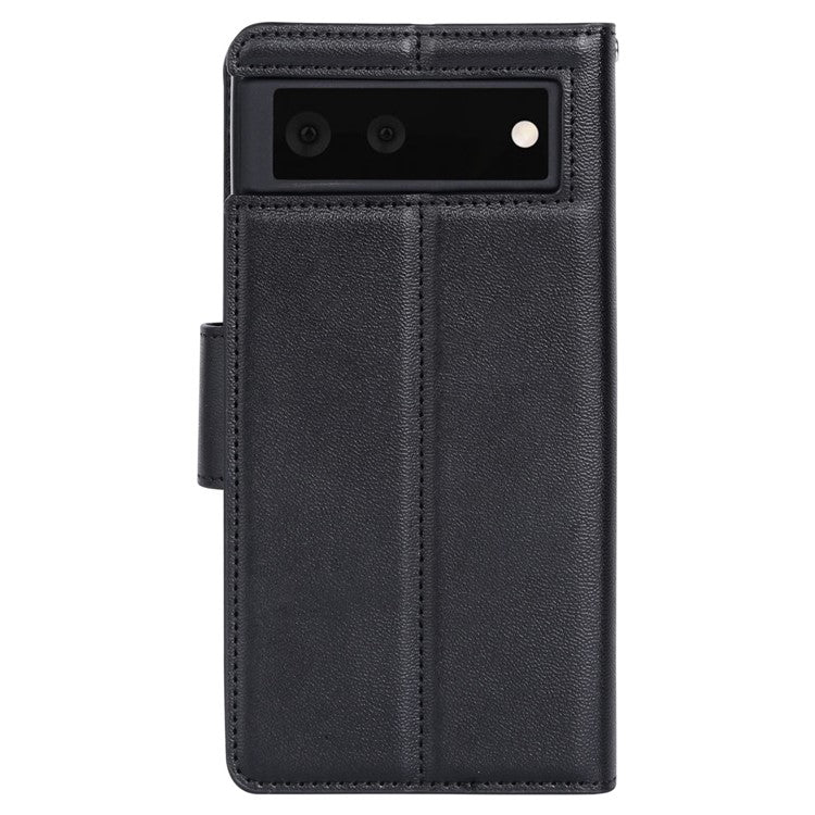 Hanman Leather Wallet Case Black for Google Pixel 6A 5G