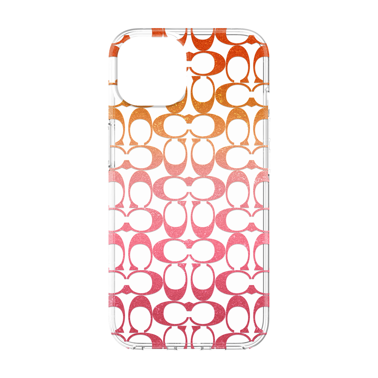 Coach Signature C Pink Ombre Glitter Protective Case for iPhone 14/13
