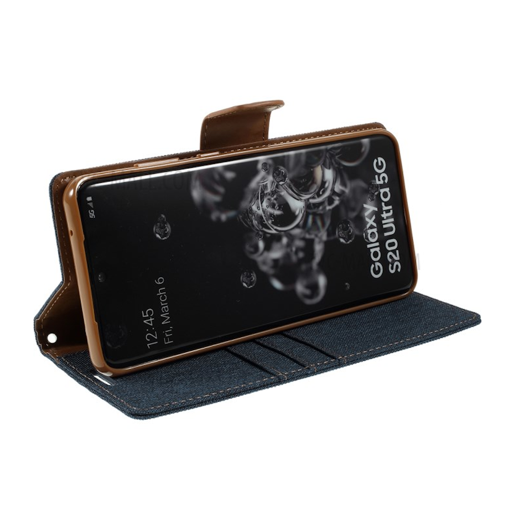 Goospery Blue Canvas Diary Case for Samsung Galaxy S20 Ultra