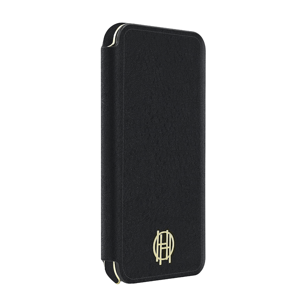 House of Harlow 1960 Black Leather Wallet/Gold Metallic Case for iPhone 7/8/SE (2020)
