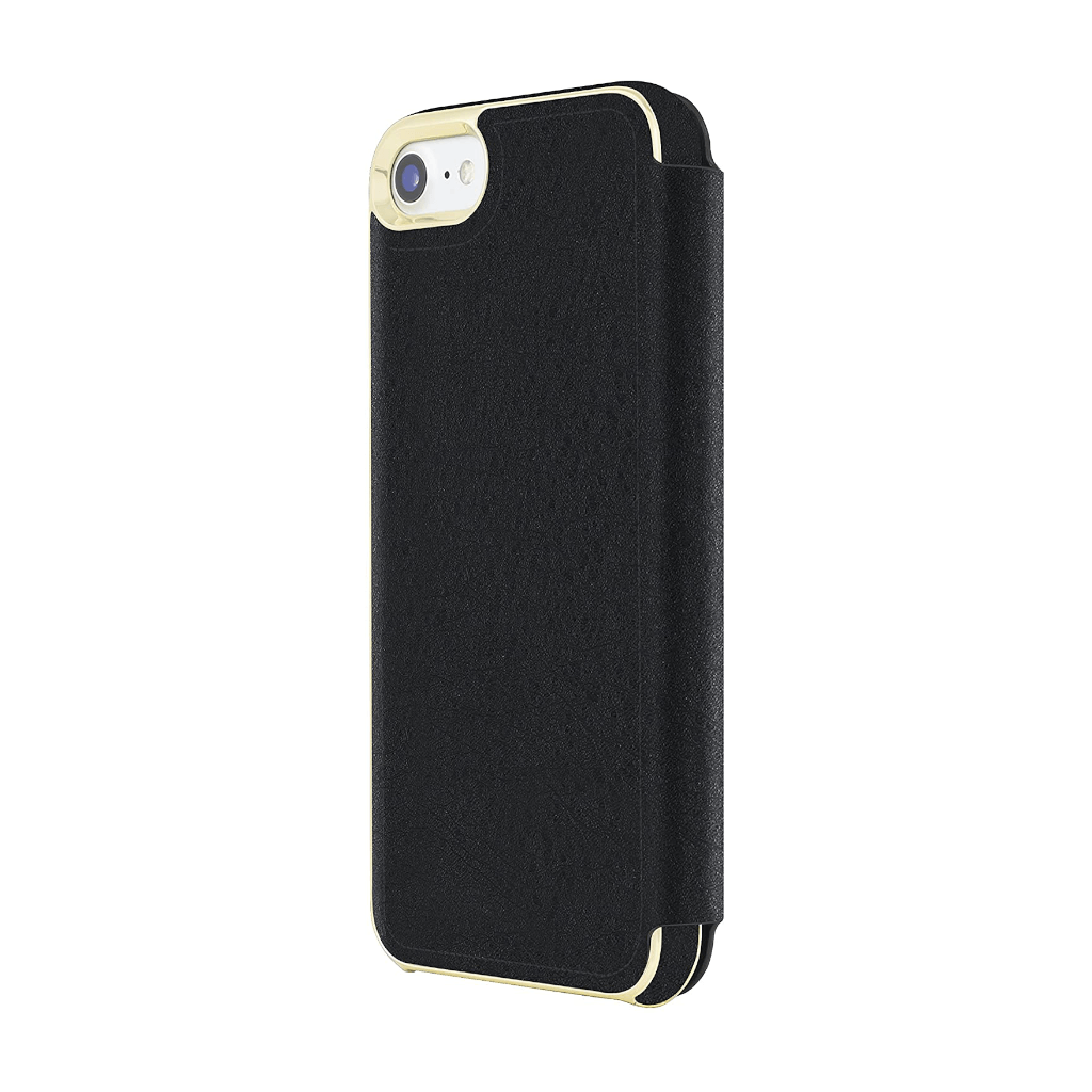 House of Harlow 1960 Black Leather Wallet/Gold Metallic Case for iPhone 7/8/SE (2020)