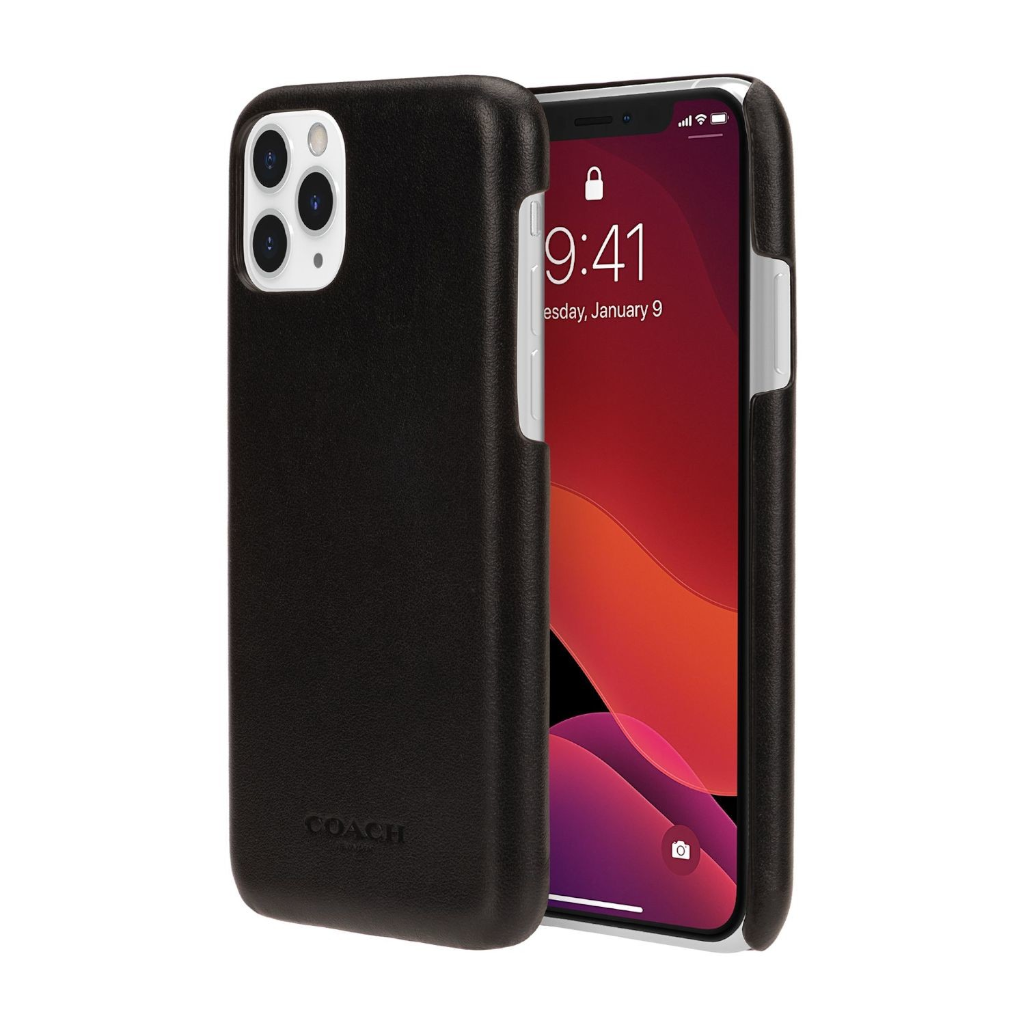 Coach Black Logo Leather Wrap Case for iPhone 11 Pro Max