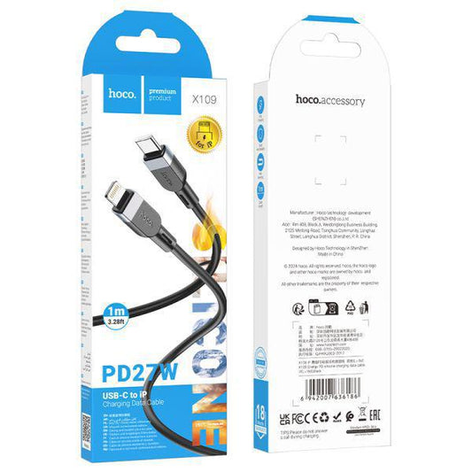 Hoco. X109 Energy PD silicone charging data cable iP L 1M - Black