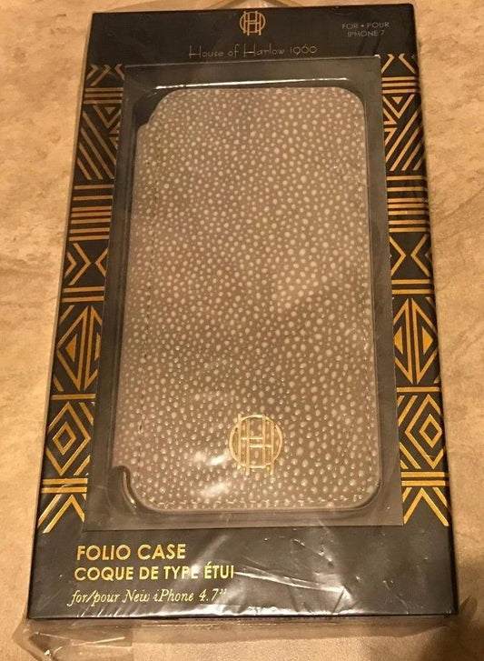 House of Harlow 1960 Grey Galuchat Gold Case for iPhone 7/8/SE (2020)