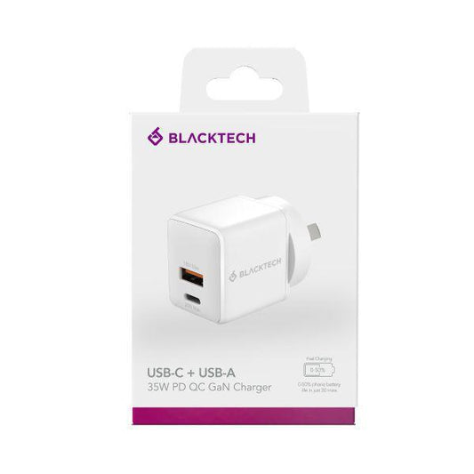 BLACKTECH 35w Super Small PPS PD GaN Charger - White (SAA APPROVED Australia Safety Product)