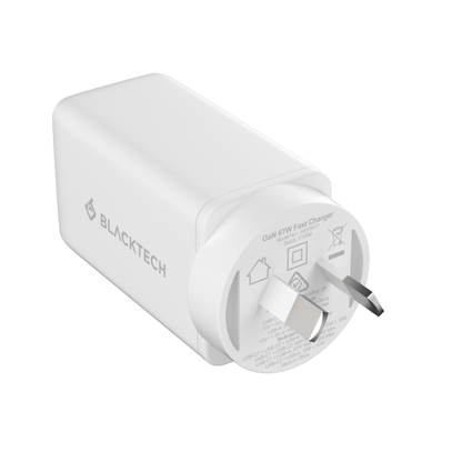 BLACKTECH 67W PPS PD QC GaN Charger With Smart IC - White (SAA APPROVED Australia Safety Product)