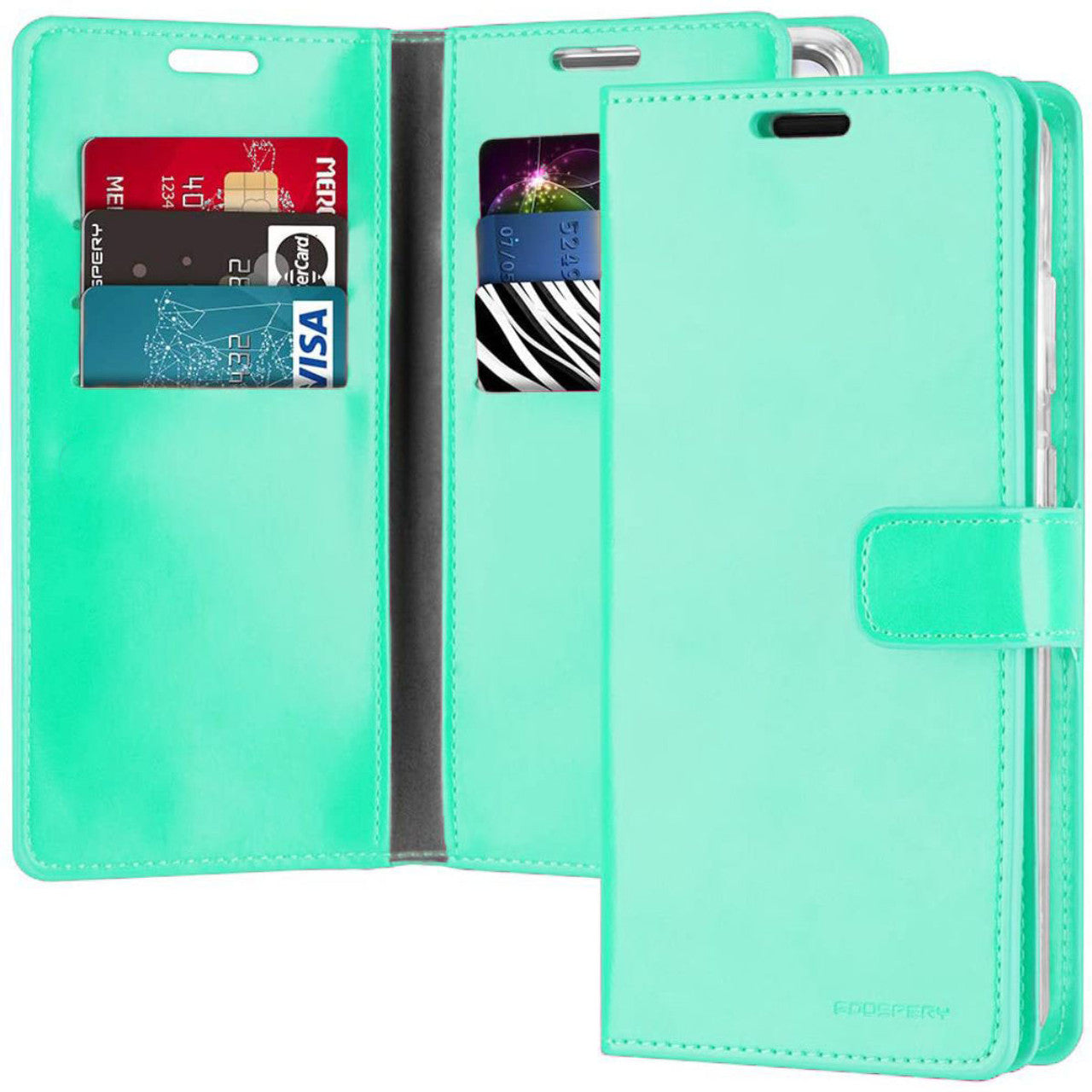 Goospery Mansoor 9 Card Wallet Phone Case for iPhone 14 Pro Max - Aqua