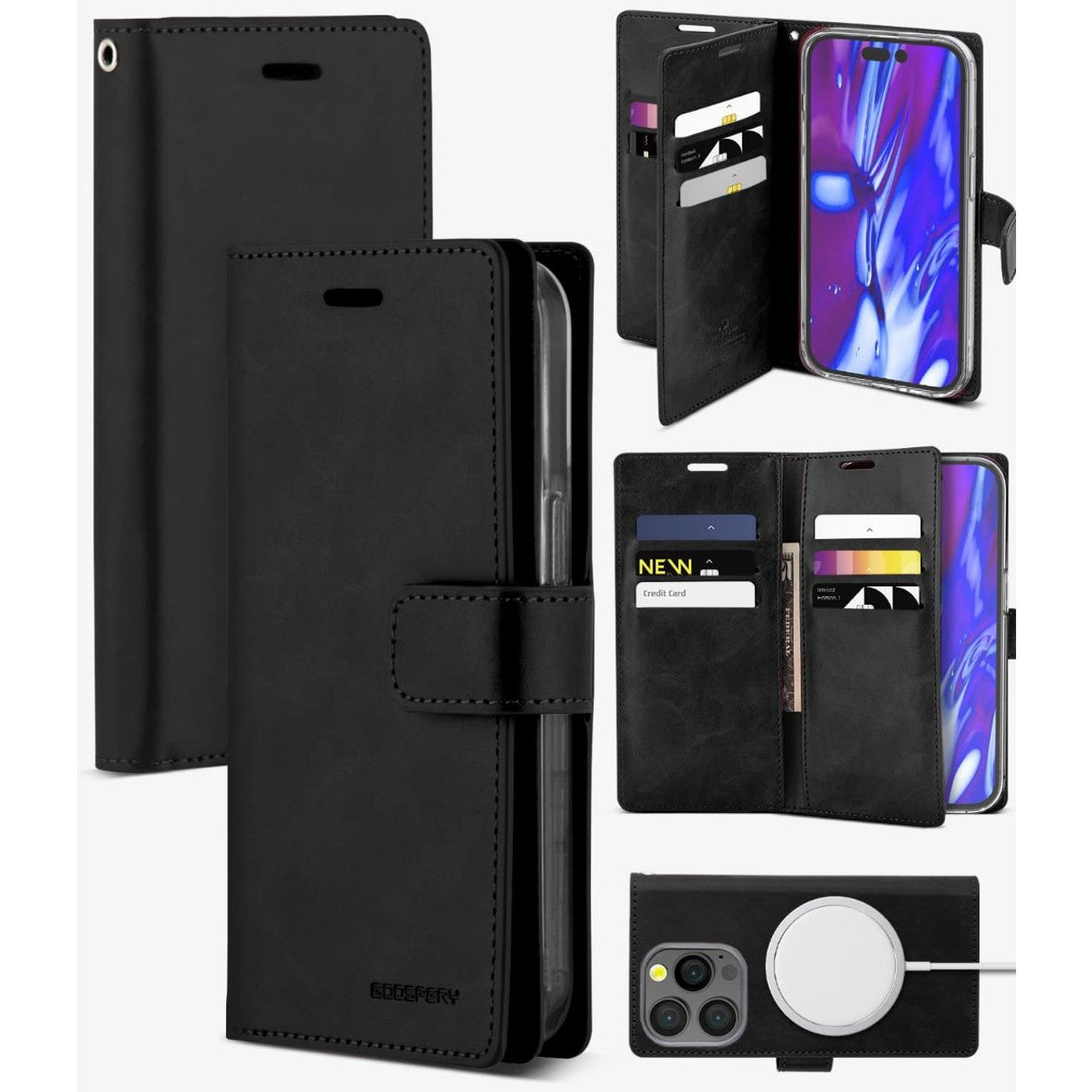 Goospery Mansoor 9 Card Wallet Phone Case for iPhone 14 Pro - Black