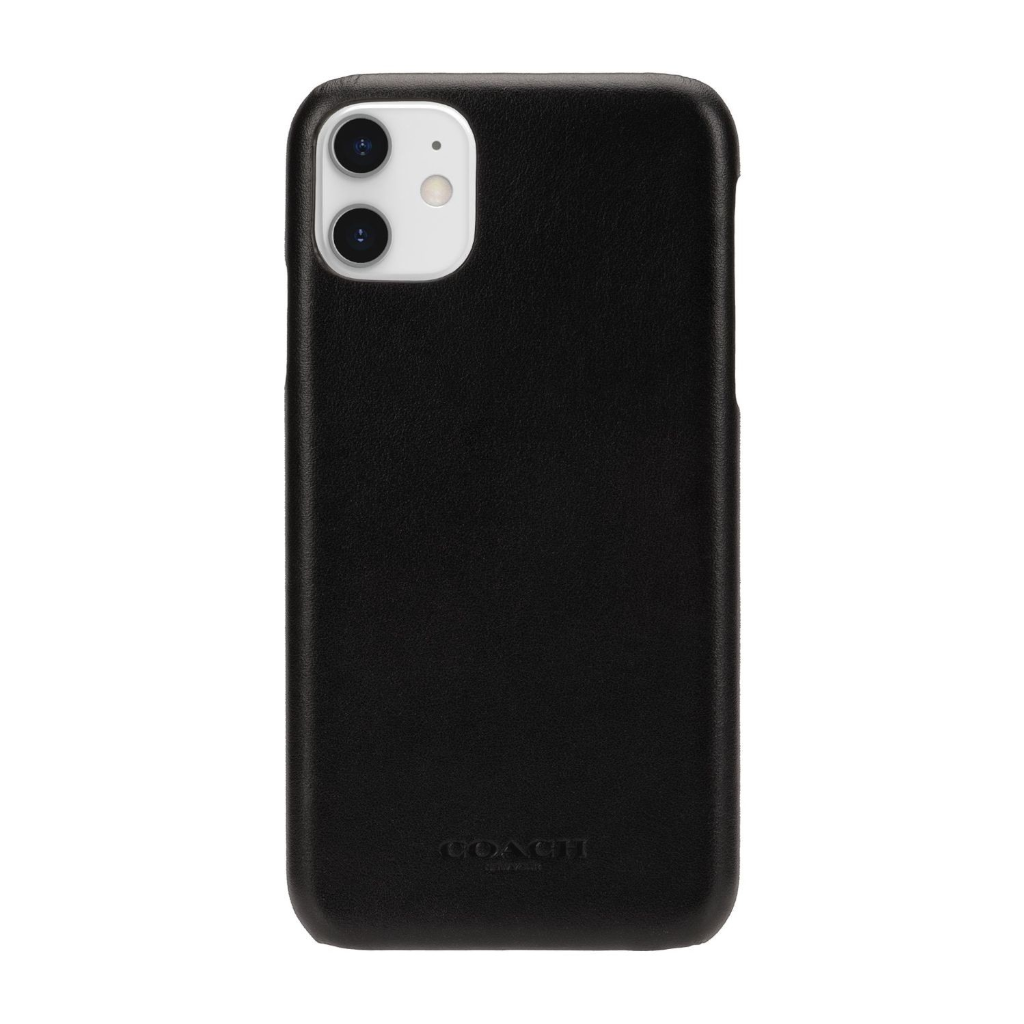 Coach Black Logo Leather Wrap Case for iPhone 11