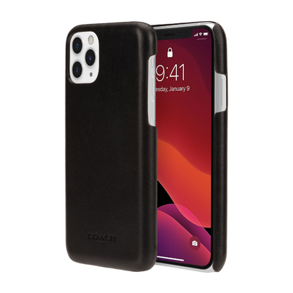 Coach Black Logo Leather Wrap Case for iPhone 11 Pro